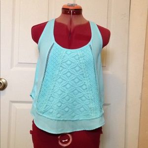 Rue 21 teal lace tank top xs